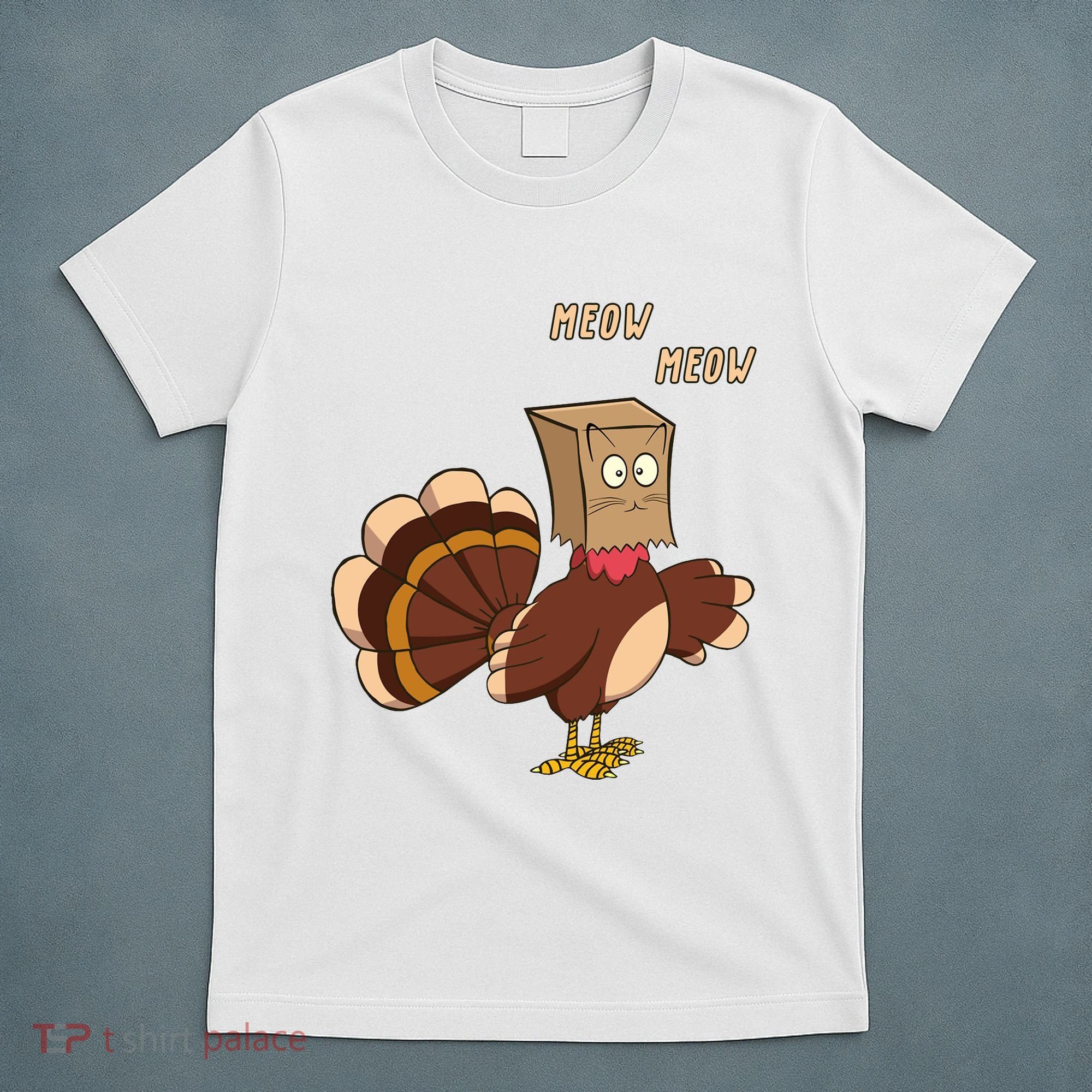 Meow Funny Thanksgiving Turkey Cat Lover T-Shirt