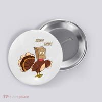 Meow Funny Thanksgiving Turkey Cat Lover Button thumb 0