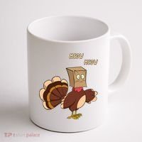 Meow Funny Thanksgiving Turkey Cat Lover Coffee Mug thumb 1