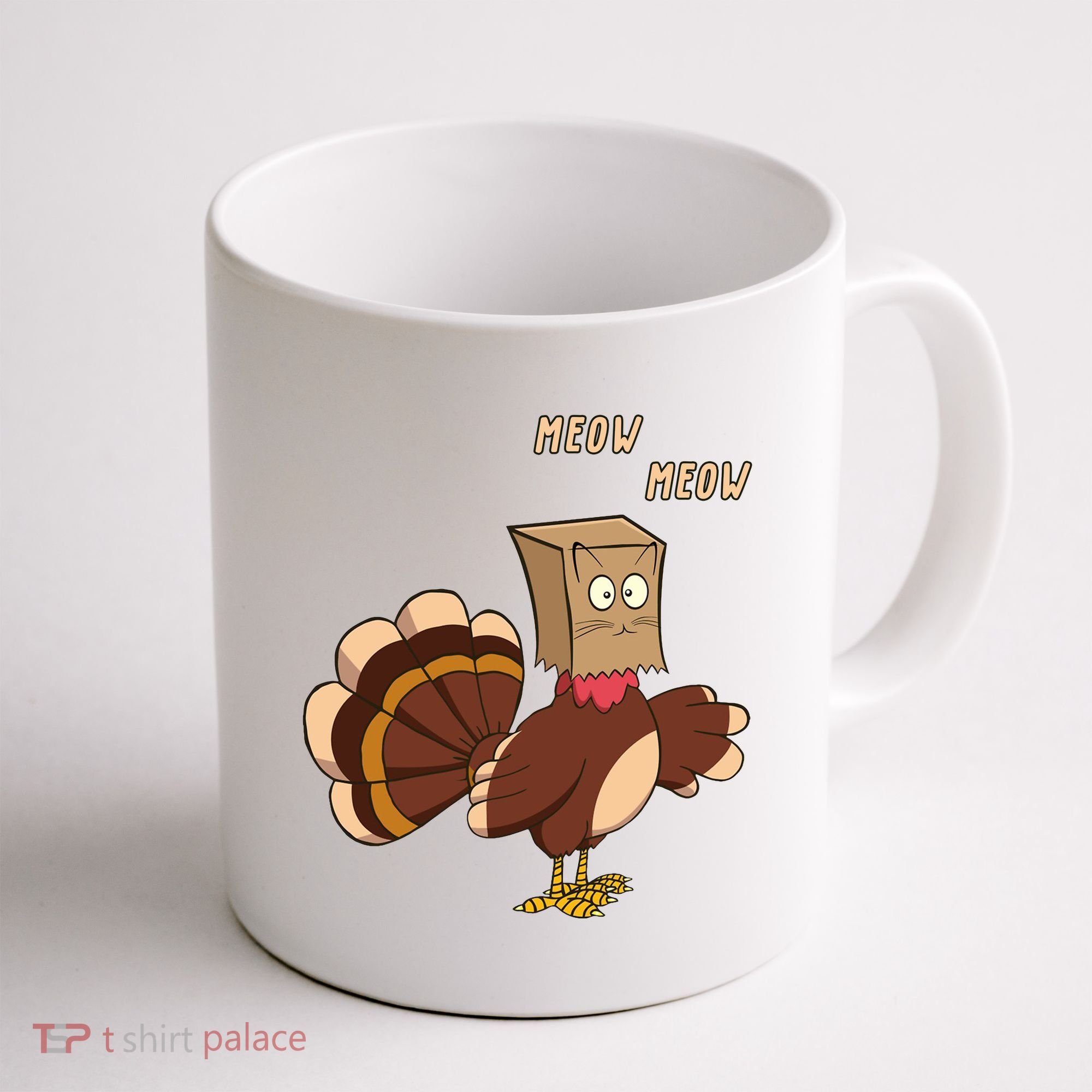 Meow Funny Thanksgiving Turkey Cat Lover Coffee Mug