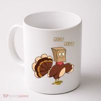 Meow Funny Thanksgiving Turkey Cat Lover Coffee Mug thumb 0