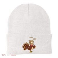 Meow Funny Thanksgiving Turkey Cat Lover Beanie thumb 0
