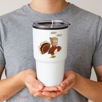Meow Funny Thanksgiving Turkey Cat Lover Tumbler thumb 2