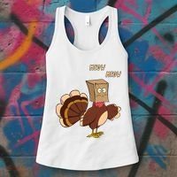 Meow Funny Thanksgiving Turkey Cat Lover Women's Tank Top thumb 3