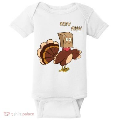 Meow Funny Thanksgiving Turkey Cat Lover Baby Bodysuit
