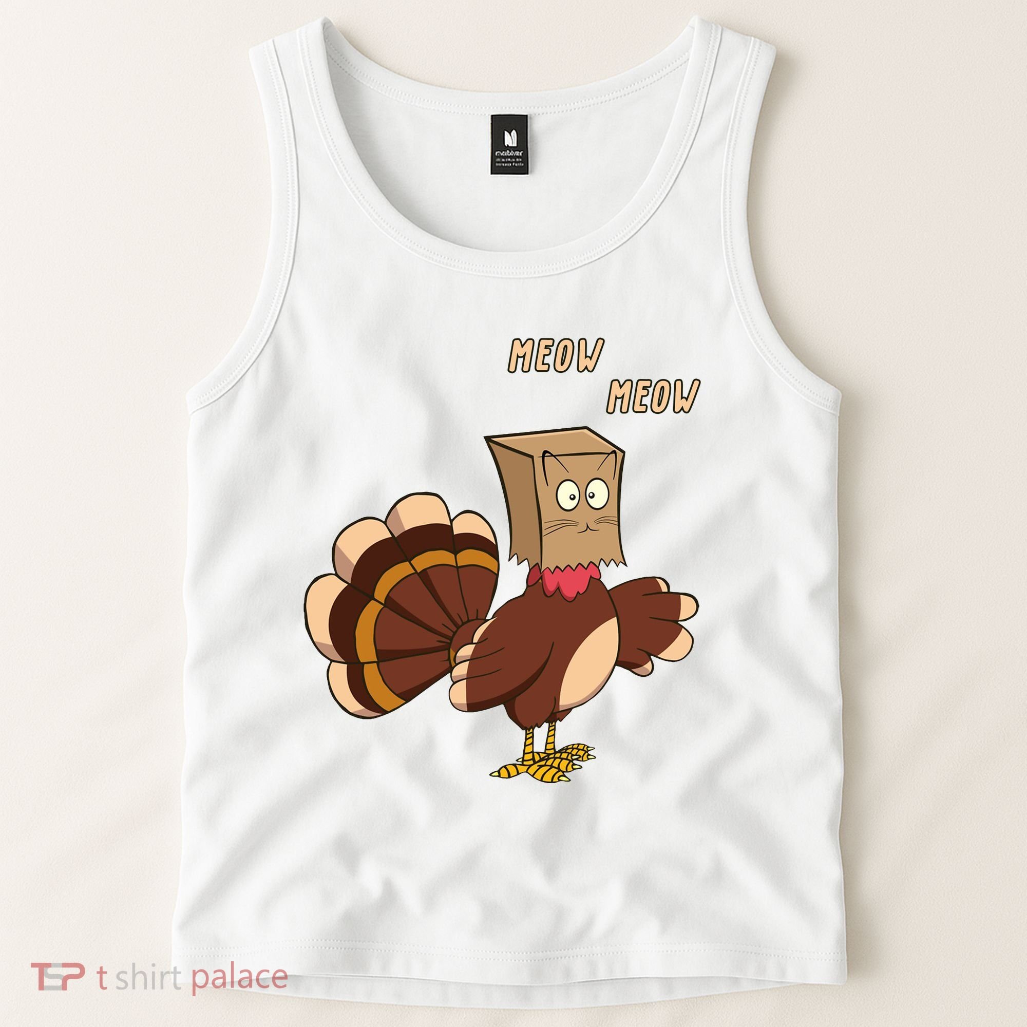 Meow Funny Thanksgiving Turkey Cat Lover Tank Top