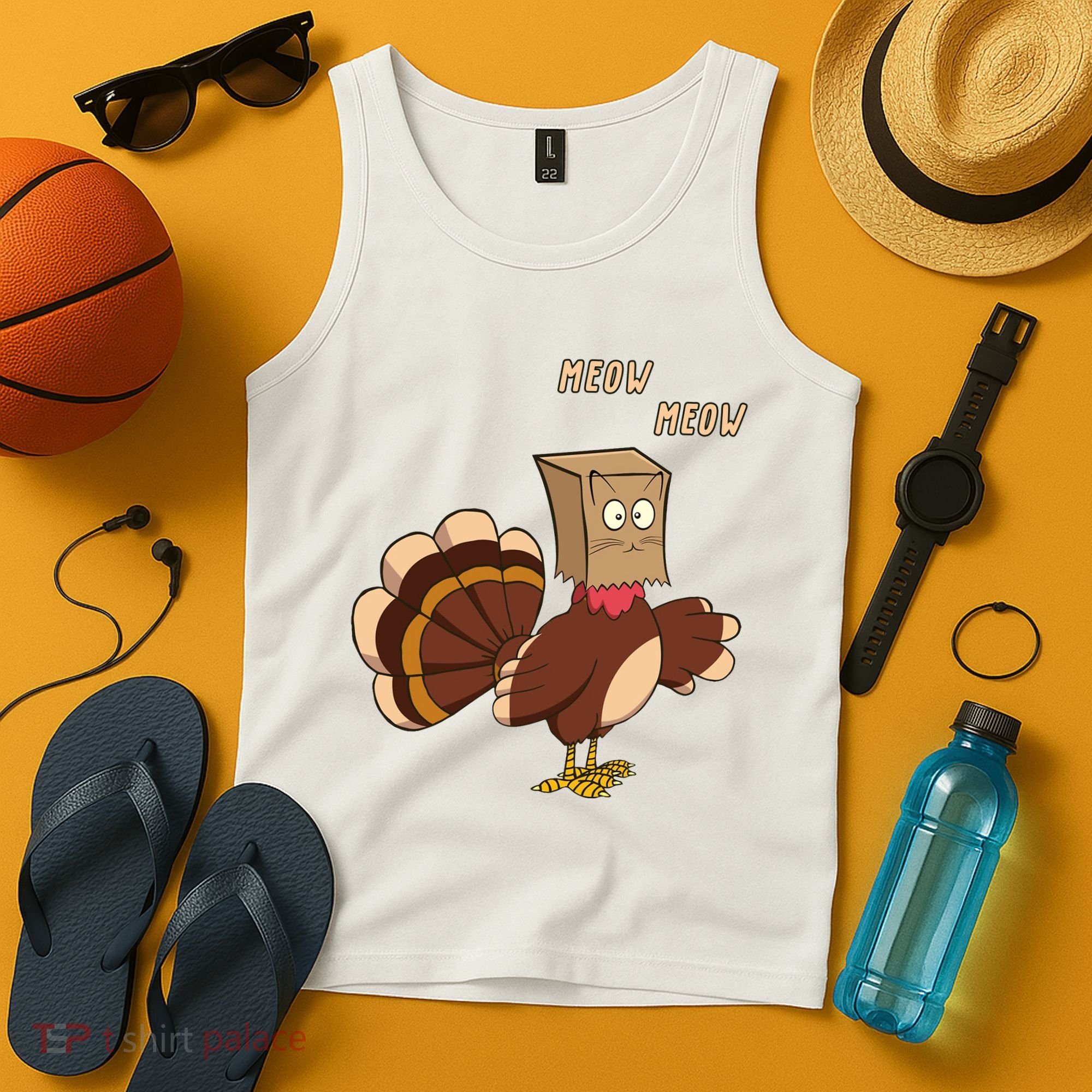 Meow Funny Thanksgiving Turkey Cat Lover Tank Top