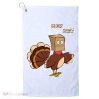 Meow Funny Thanksgiving Turkey Cat Lover Golf Towel thumb 0