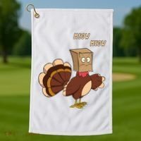 Meow Funny Thanksgiving Turkey Cat Lover Golf Towel thumb 1