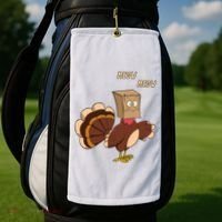 Meow Funny Thanksgiving Turkey Cat Lover Golf Towel thumb 2