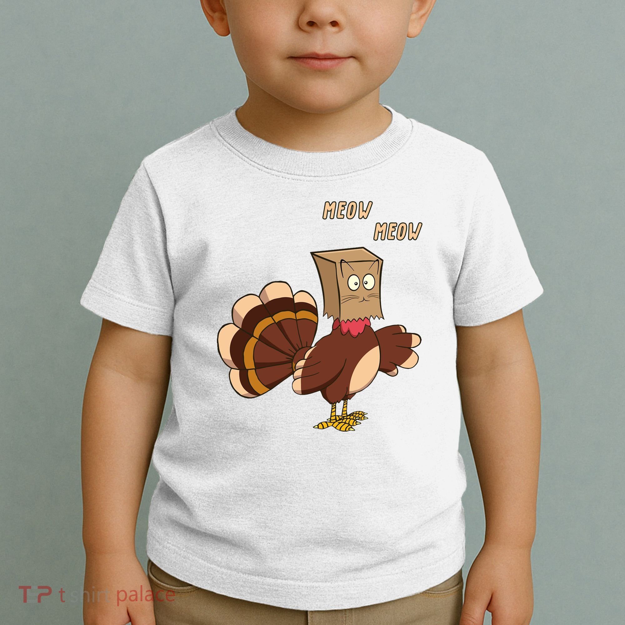 Meow Funny Thanksgiving Turkey Cat Lover Toddler T-Shirt