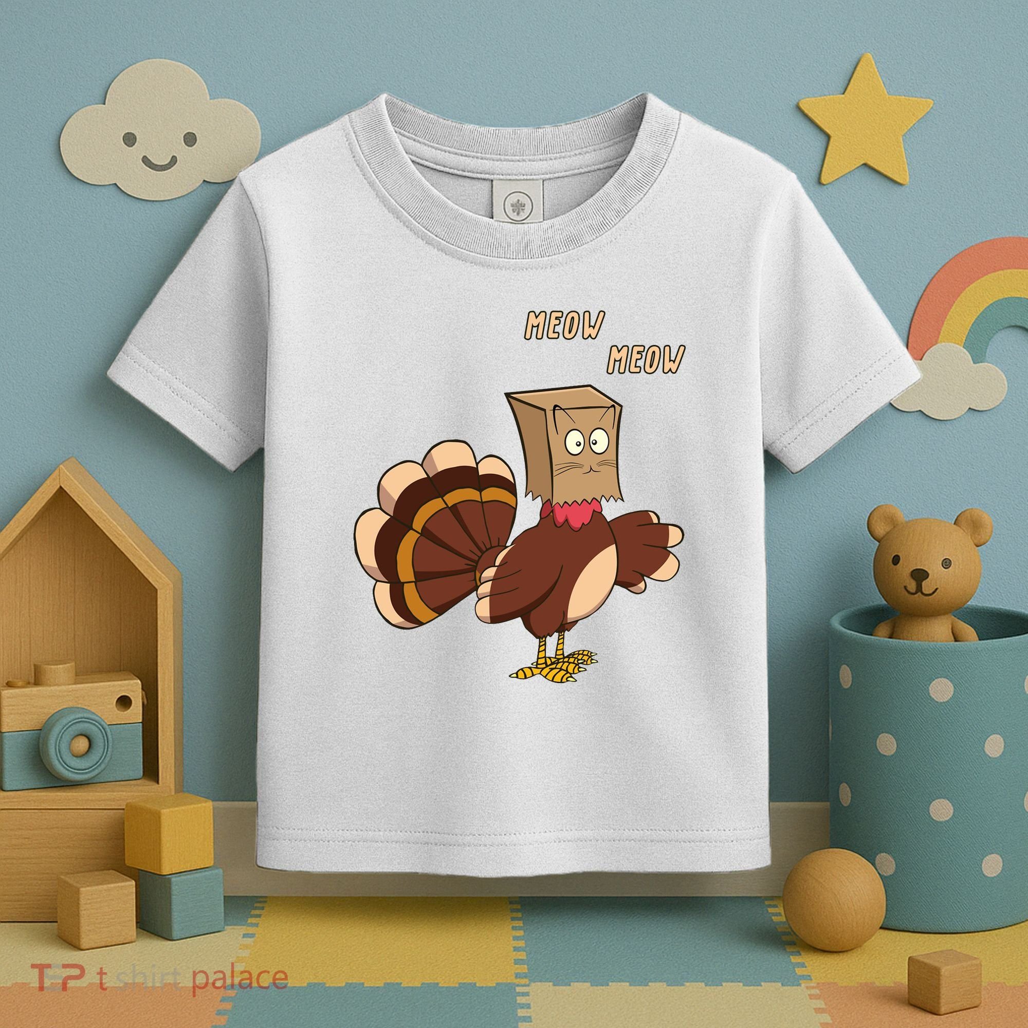 Meow Funny Thanksgiving Turkey Cat Lover Toddler T-Shirt