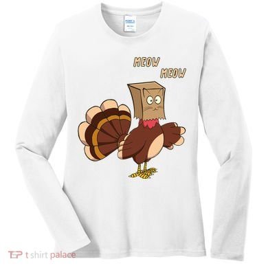 Meow Funny Thanksgiving Turkey Cat Lover Women's Long Sleeve Shirt