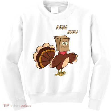 Meow Funny Thanksgiving Turkey Cat Lover Kids Sweatshirt