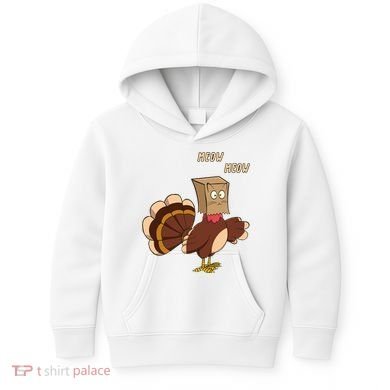 Meow Funny Thanksgiving Turkey Cat Lover Kids Hoodie