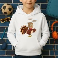 Meow Funny Thanksgiving Turkey Cat Lover Kids Hoodie thumb 2