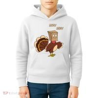 Meow Funny Thanksgiving Turkey Cat Lover Kids Hoodie thumb 4