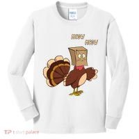 Meow Funny Thanksgiving Turkey Cat Lover Kids Long Sleeve Shirt thumb 0