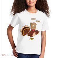 Meow Funny Thanksgiving Turkey Cat Lover Kids T-Shirt thumb 2
