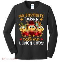My Favorite Turkeys Call Me Lunch Lady Funny Thanksgiving Kids Long Sleeve Shirt thumb 0