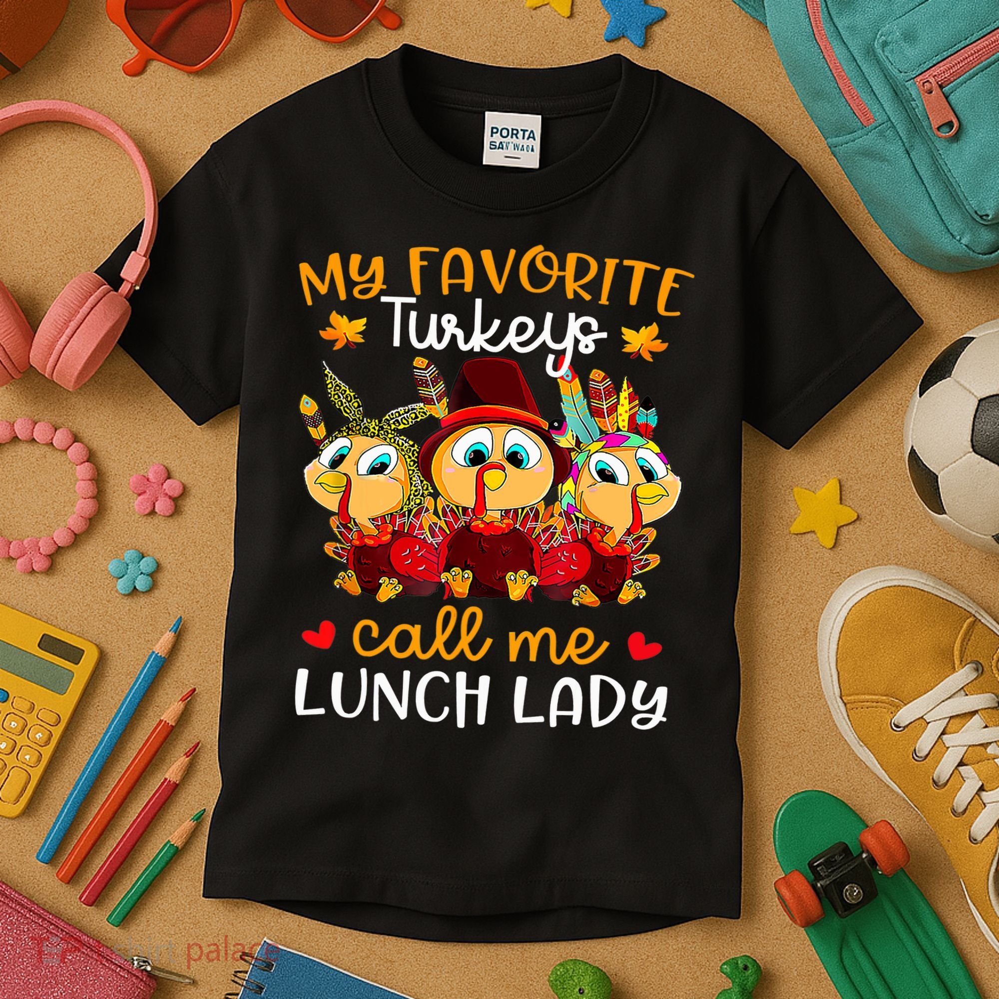 My Favorite Turkeys Call Me Lunch Lady Funny Thanksgiving Kids T-Shirt