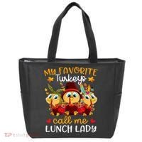 My Favorite Turkeys Call Me Lunch Lady Funny Thanksgiving Tote Bag thumb 0