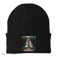 Merry Fishmas Ugly Sweater Fish Fishing Rod Christmas Tree Beanie thumb 0