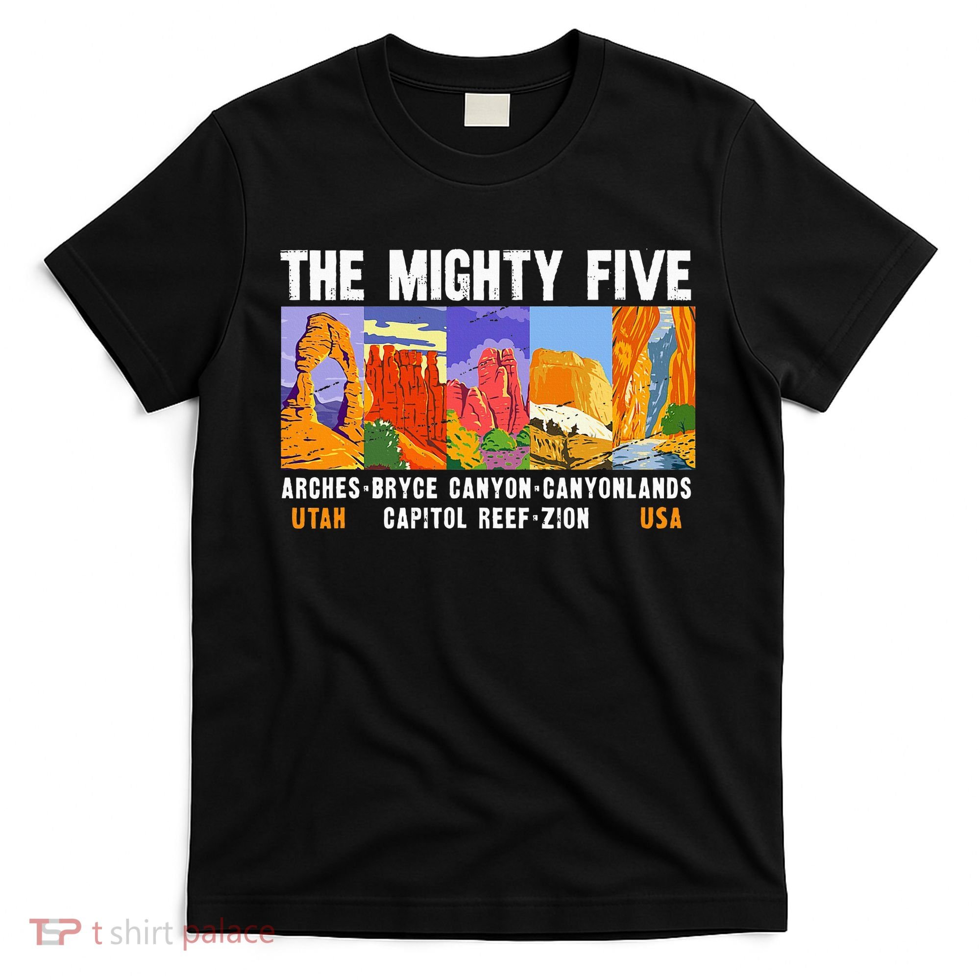 Mighty Five Utah National Parks Distressed Vintage T-Shirt