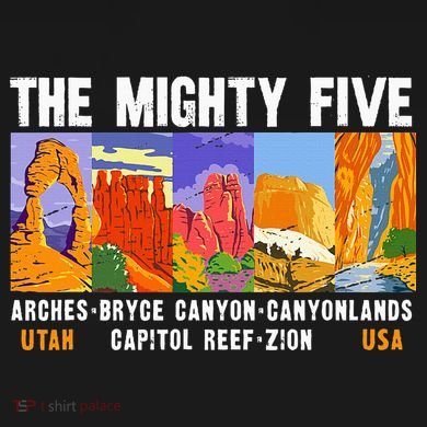 Mighty Five Utah National Parks Distressed Vintage Drawstring Bag