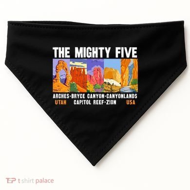 Mighty Five Utah National Parks Distressed Vintage Great Gift USA-Made Doggie Bandana