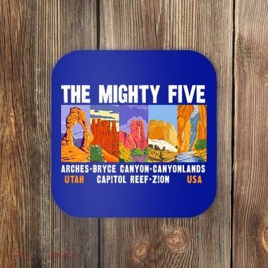 Mighty Five Utah National Parks Distressed Vintage Great Gift Coaster