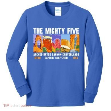 Mighty Five Utah National Parks Distressed Vintage Great Gift Kids Long Sleeve Shirt