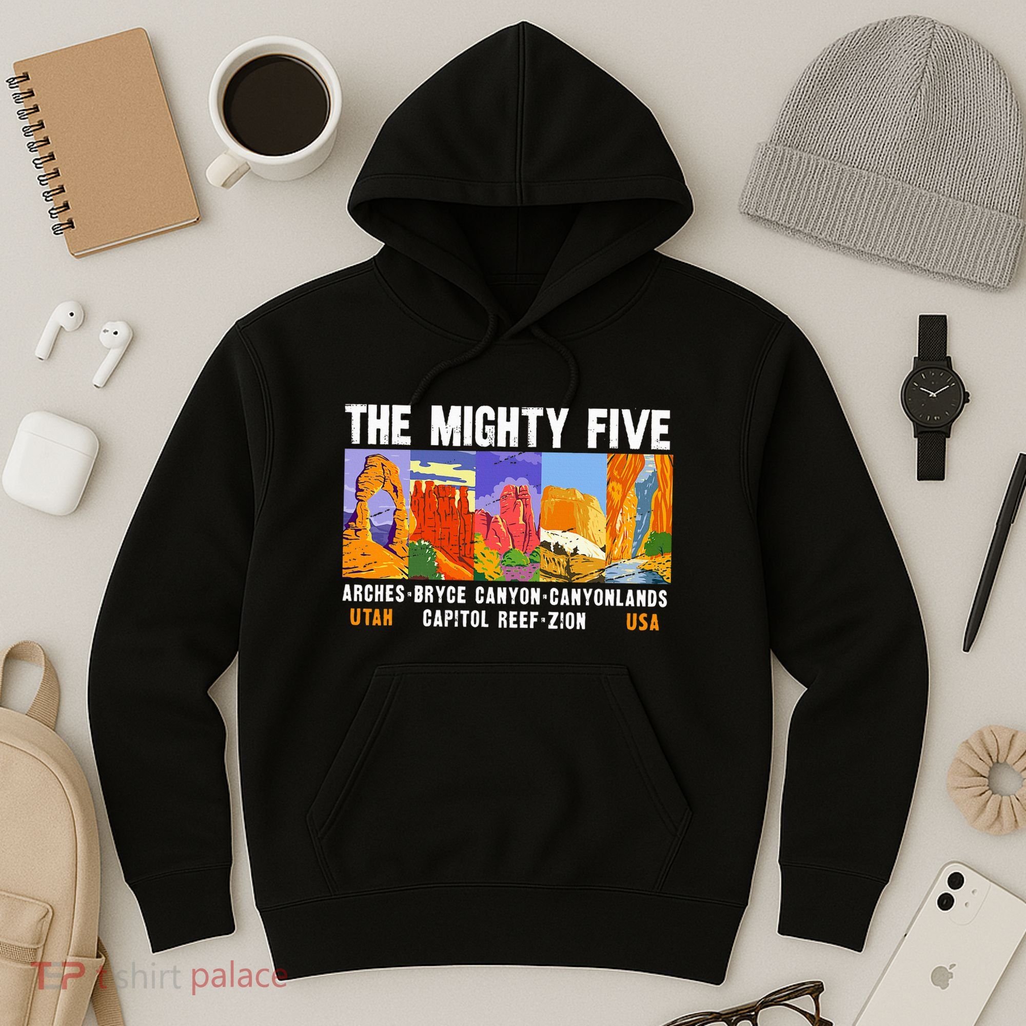Mighty Five Utah National Parks Distressed Hoodie