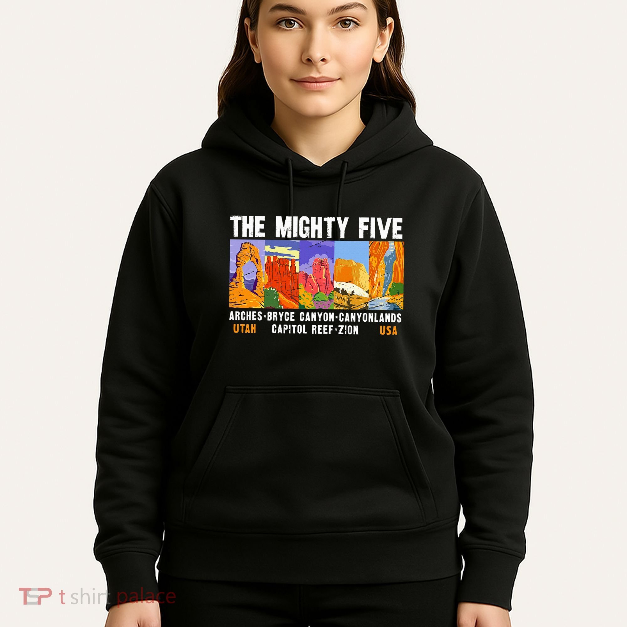 Mighty Five Utah National Parks Distressed Hoodie