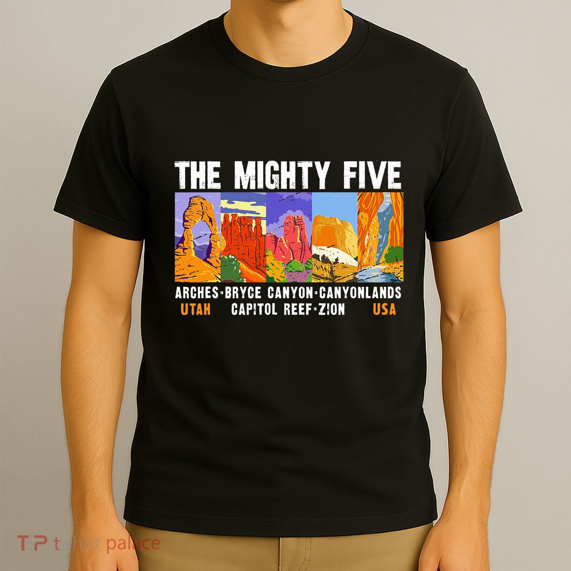 Mighty Five Utah National Parks Distressed T-Shirt