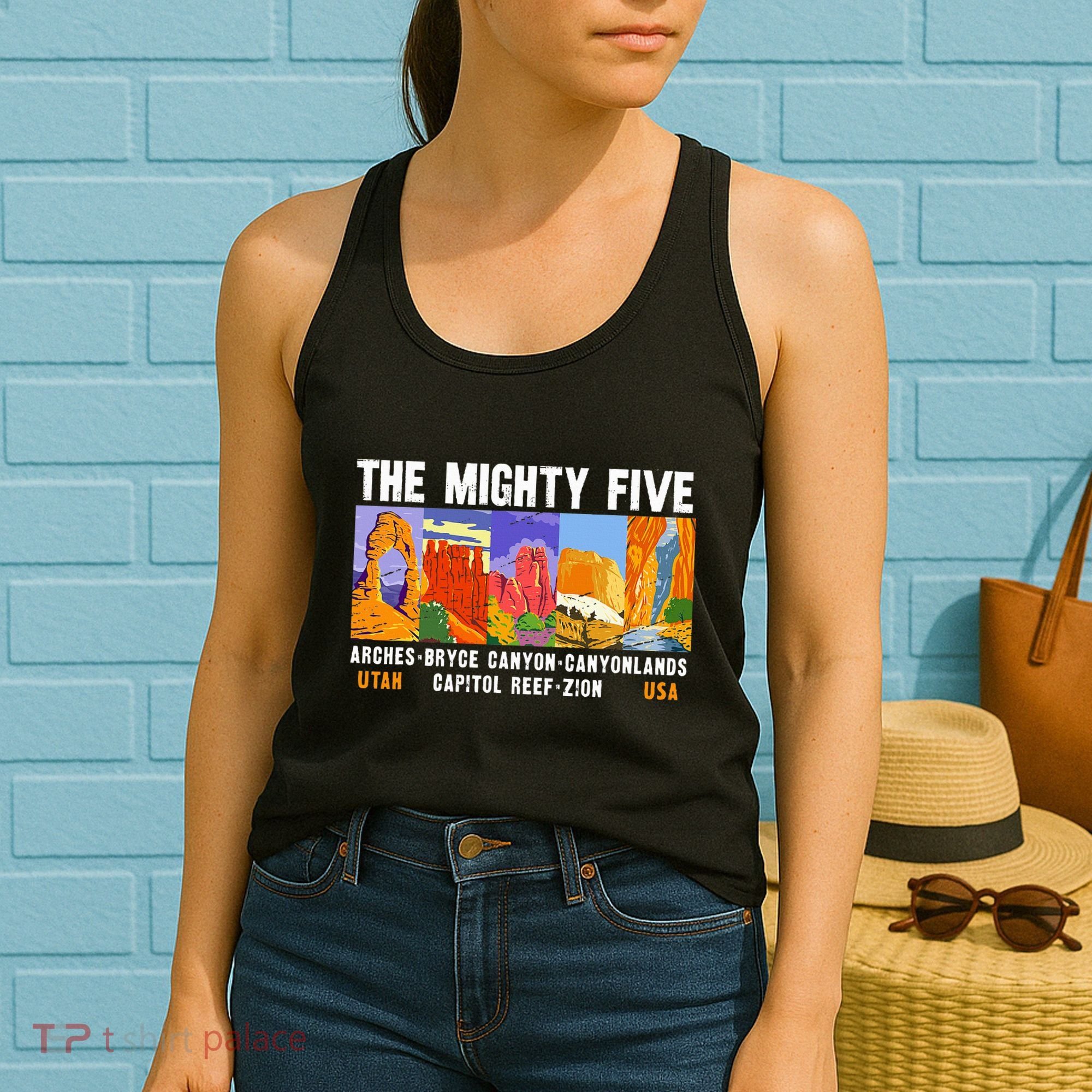 Mighty Five Utah National Parks Distressed Women's Tank Top
