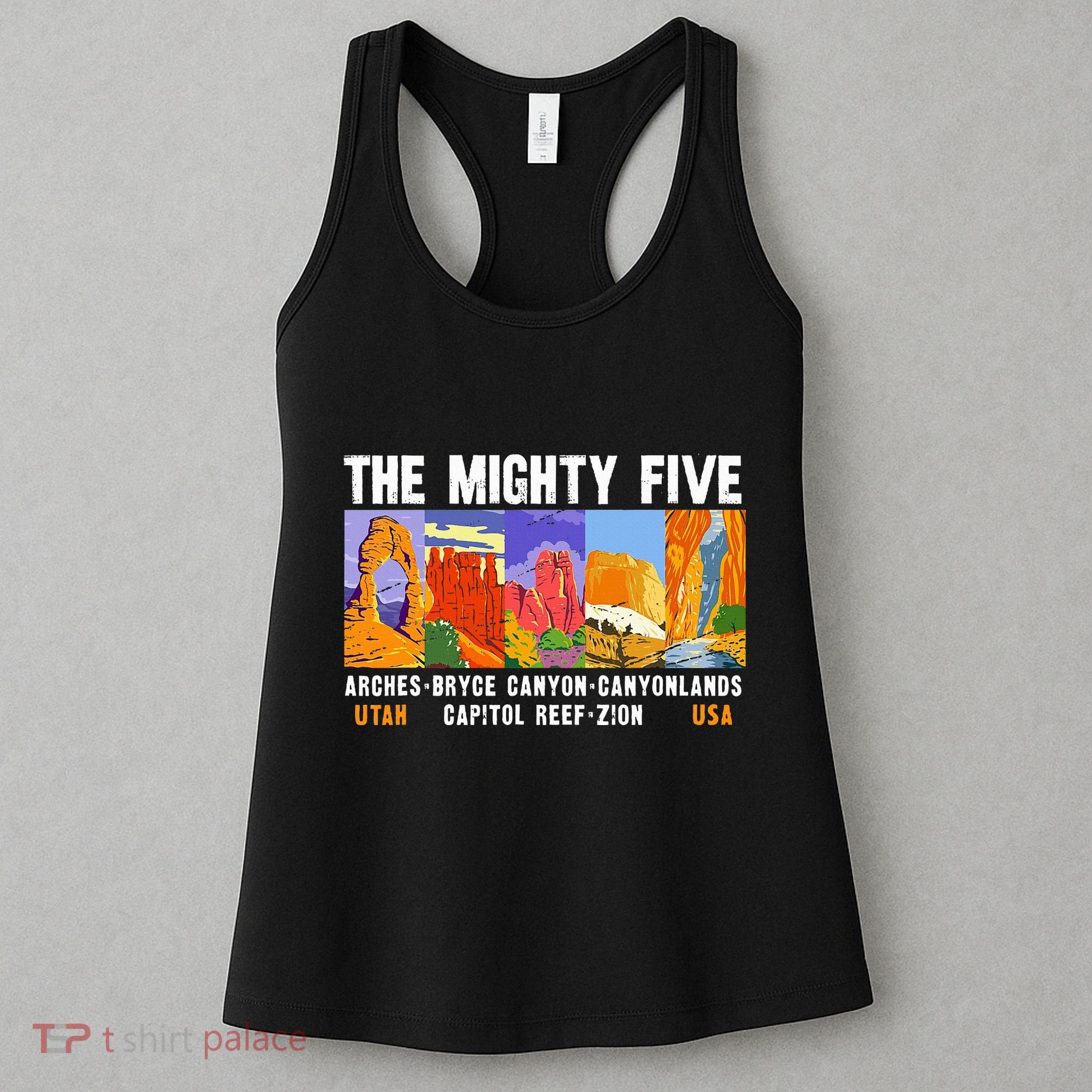 Mighty Five Utah National Parks Distressed Women's Tank Top