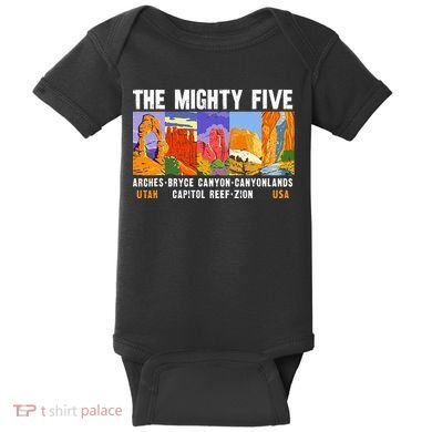 Mighty Five Utah National Parks Distressed Baby Bodysuit