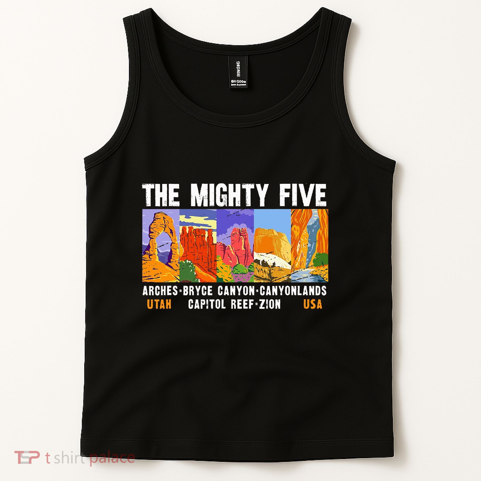 Mighty Five Utah National Parks Distressed Tank Top
