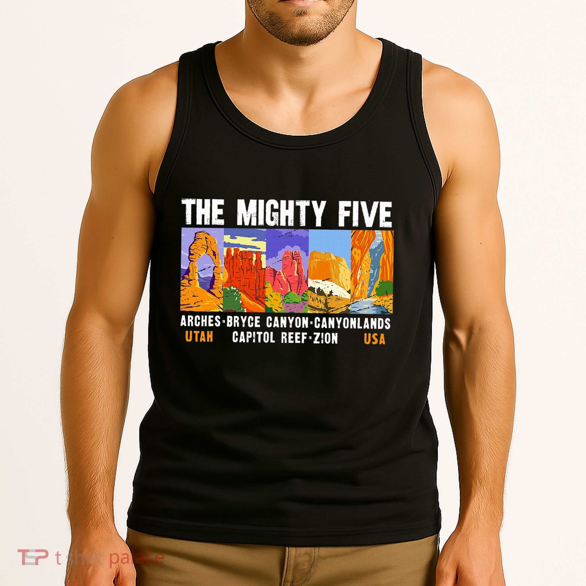 Mighty Five Utah National Parks Distressed Tank Top