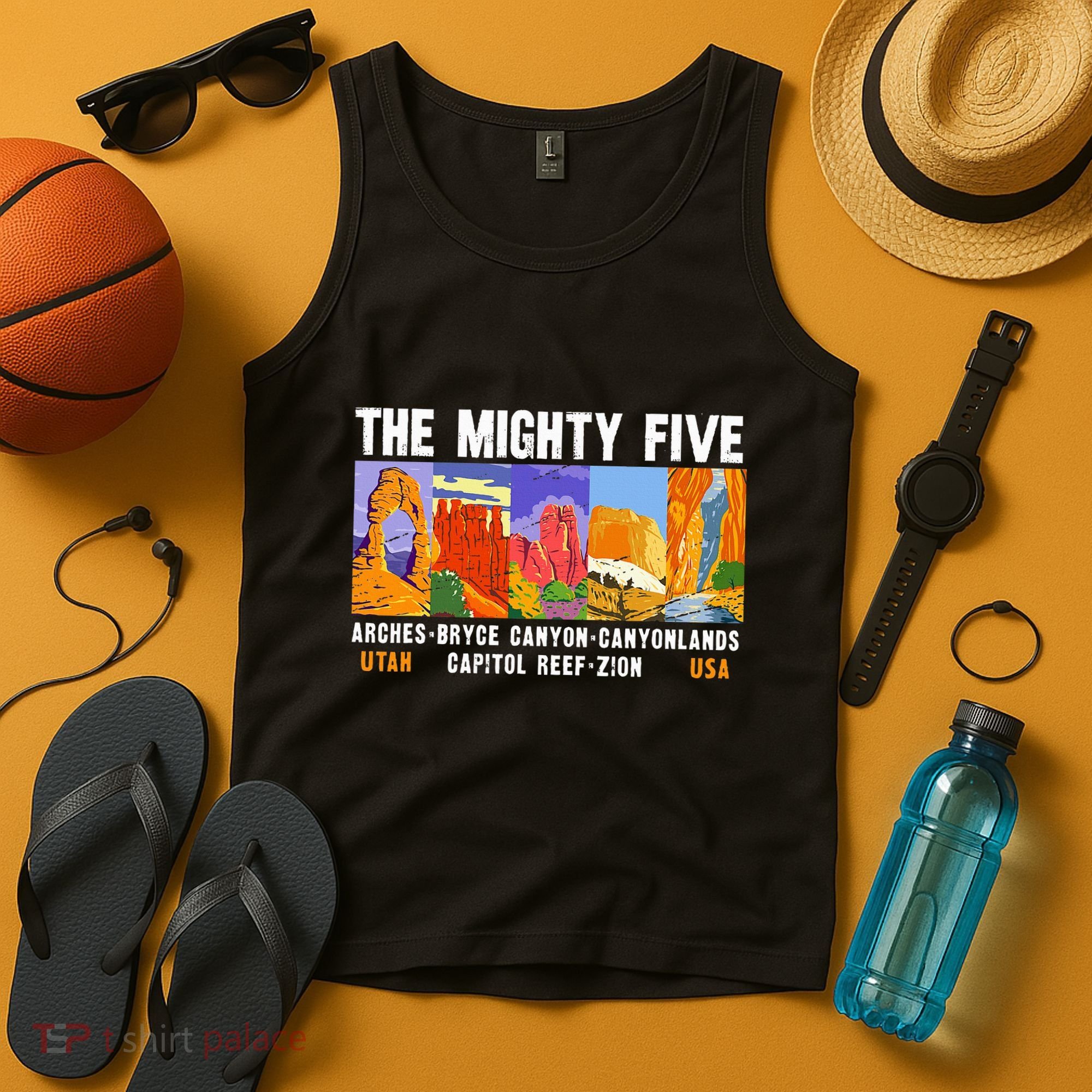 Mighty Five Utah National Parks Distressed Tank Top