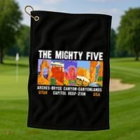 Mighty Five Utah National Parks Distressed Golf Towel thumb 1