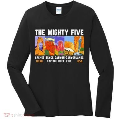 Mighty Five Utah National Parks Distressed Women's Long Sleeve Shirt