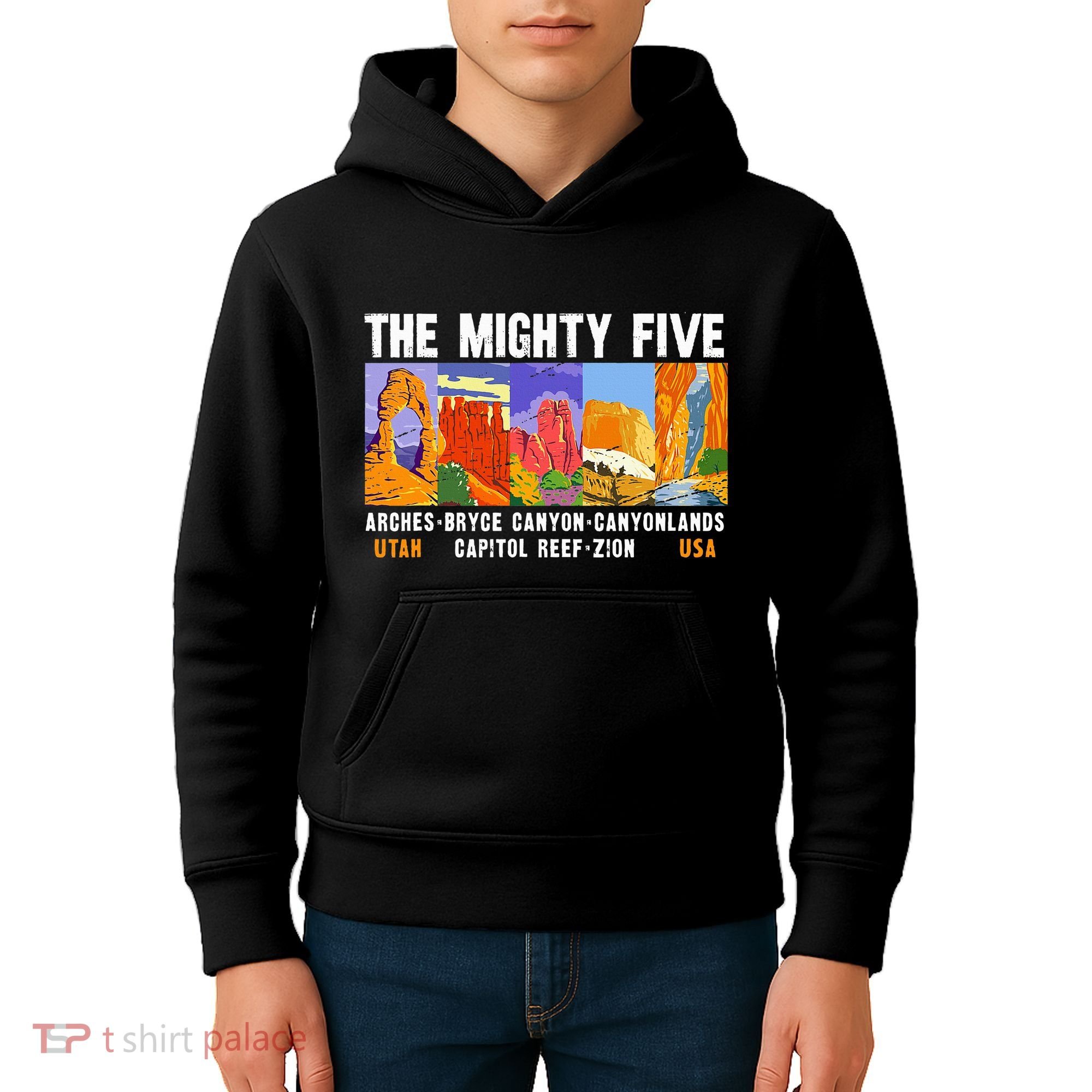 Mighty Five Utah National Parks Distressed Kids Hoodie