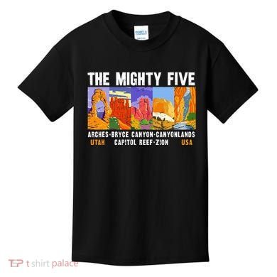 Mighty Five Utah National Parks Distressed Kids T-Shirt
