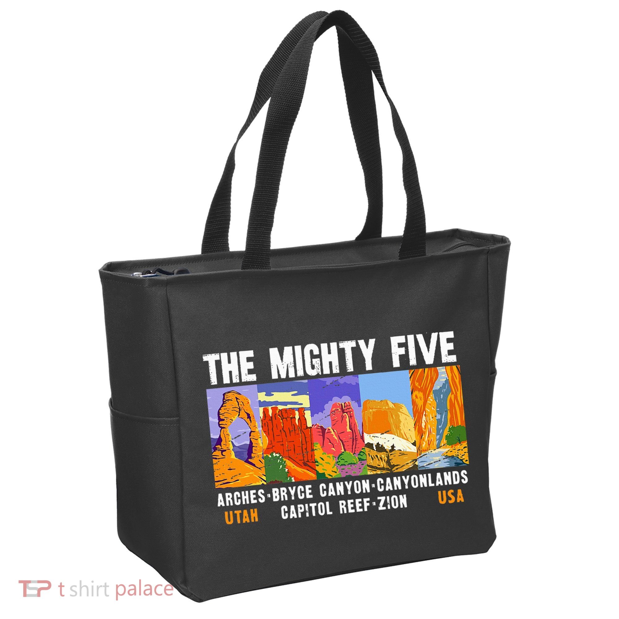 Mighty Five Utah National Parks Distressed Tote Bag