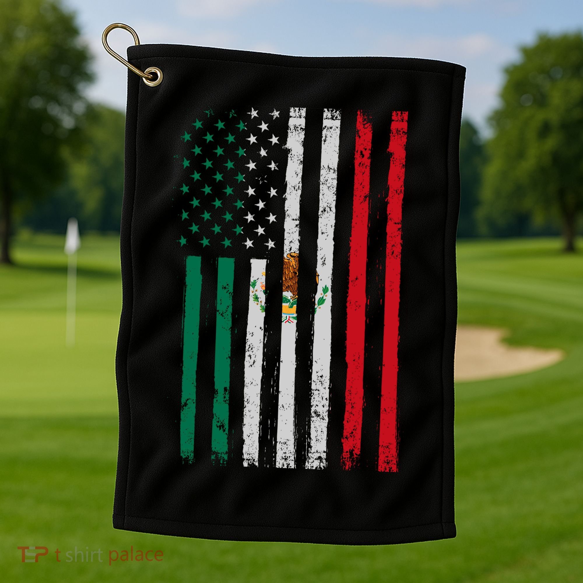 Mexico Flag USA American Mexican Independence Day Golf Towel