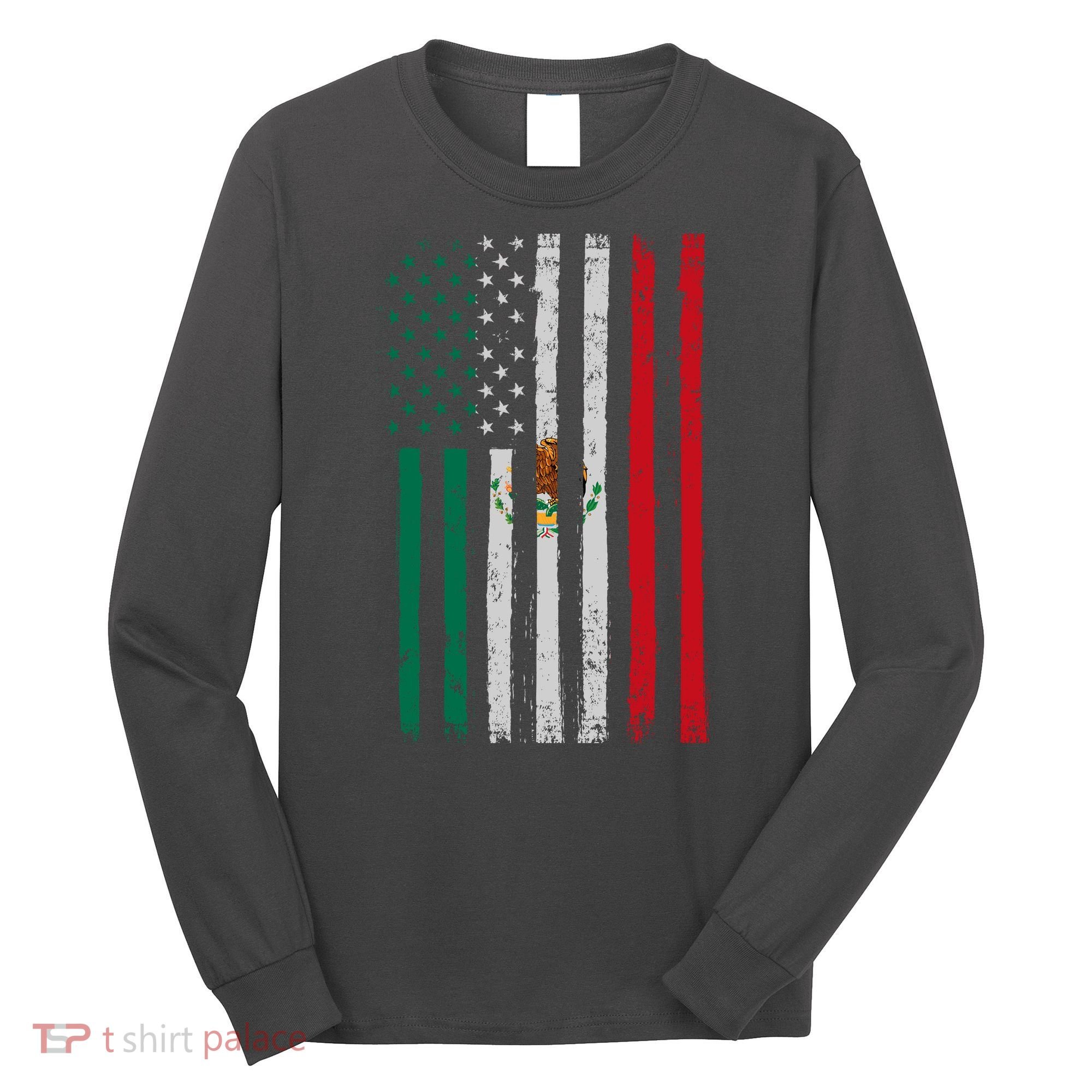 Mexico Flag USA American Mexican Independence Day Long Sleeve Shirt