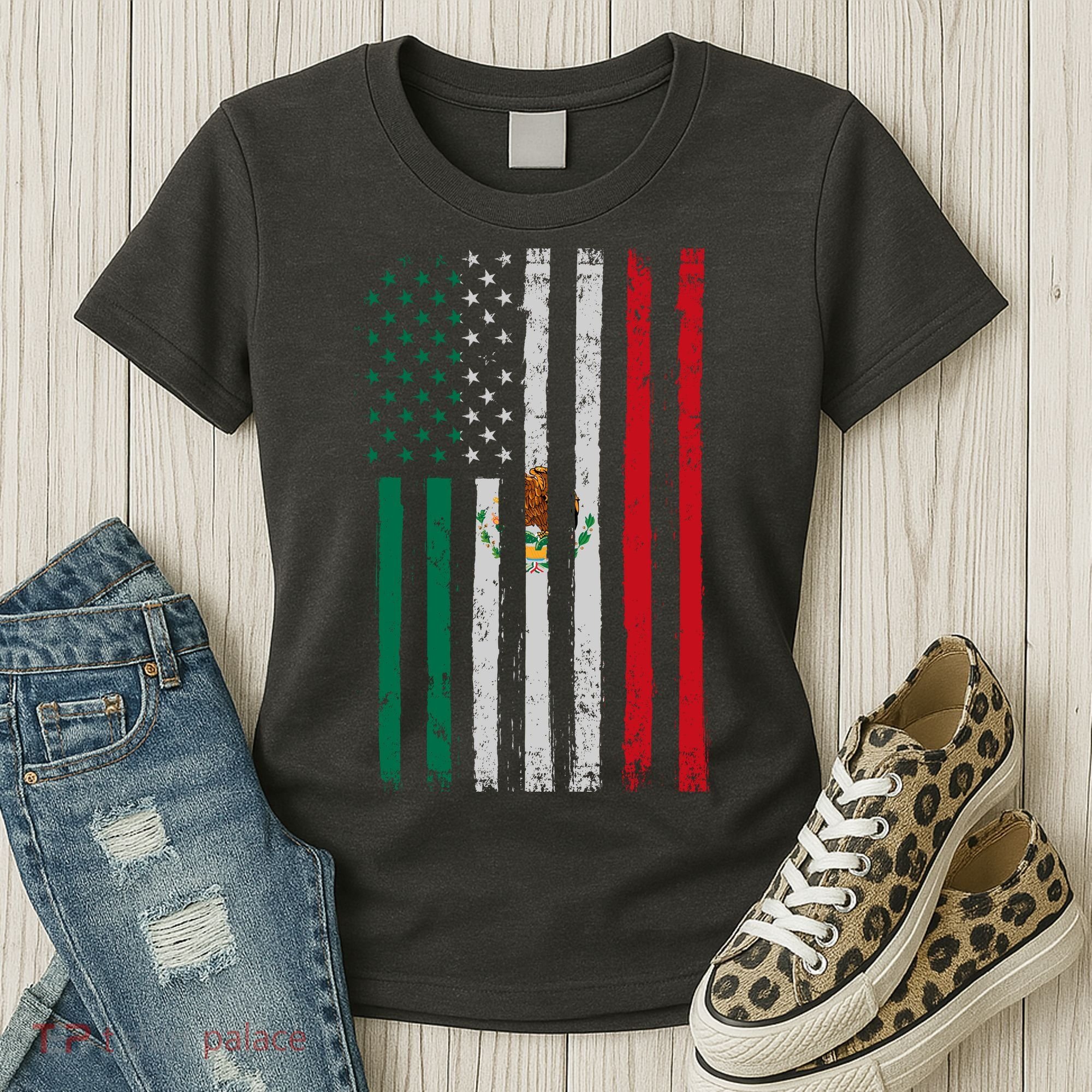 Mexico Flag USA American Mexican Independence Day Women's T-Shirt