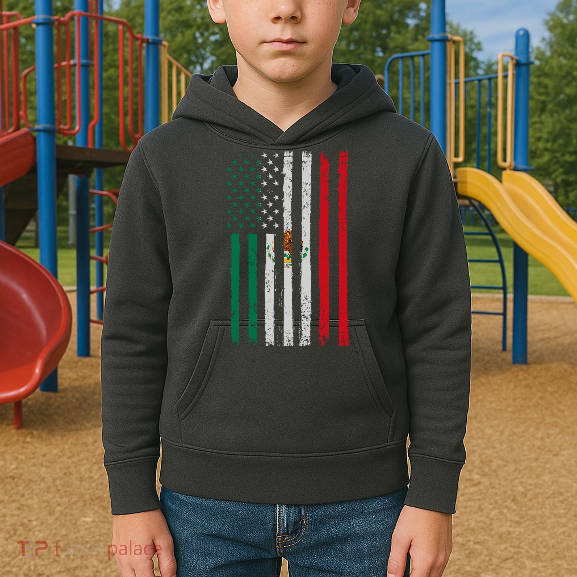Mexico Flag USA American Mexican Independence Day Kids Hoodie
